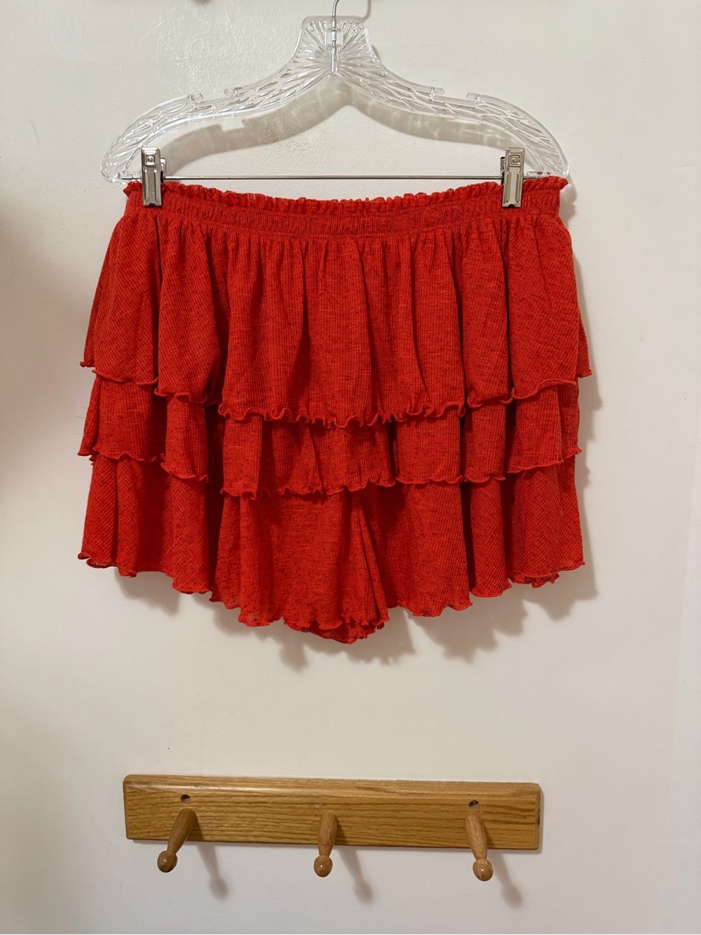 NWOT Free People Red Smocked Waist Mila Skort Size L